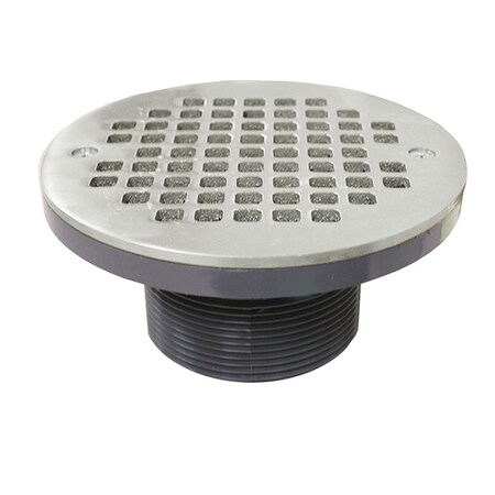 Jones Stephens 3in. PVC IPS Plastic Spud with 6in. Chrome Plated Round Strainer D56205